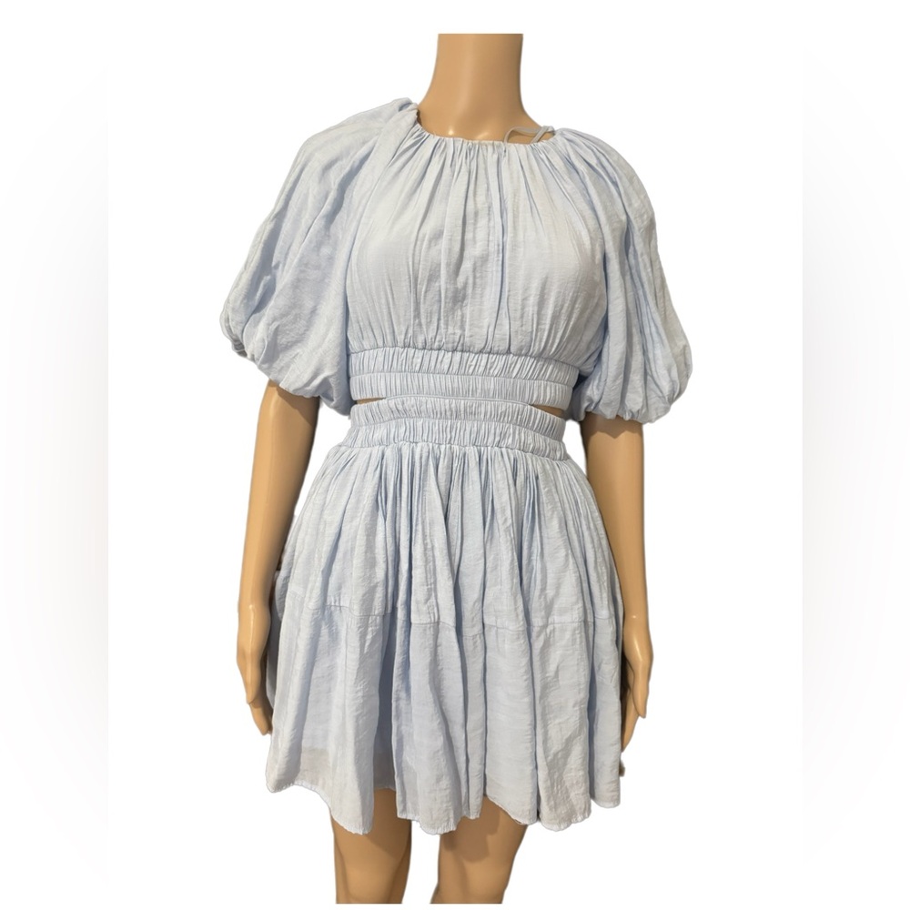 Mable - Currently Out Puffy Sleeves Dress - Size Small - Light Blue